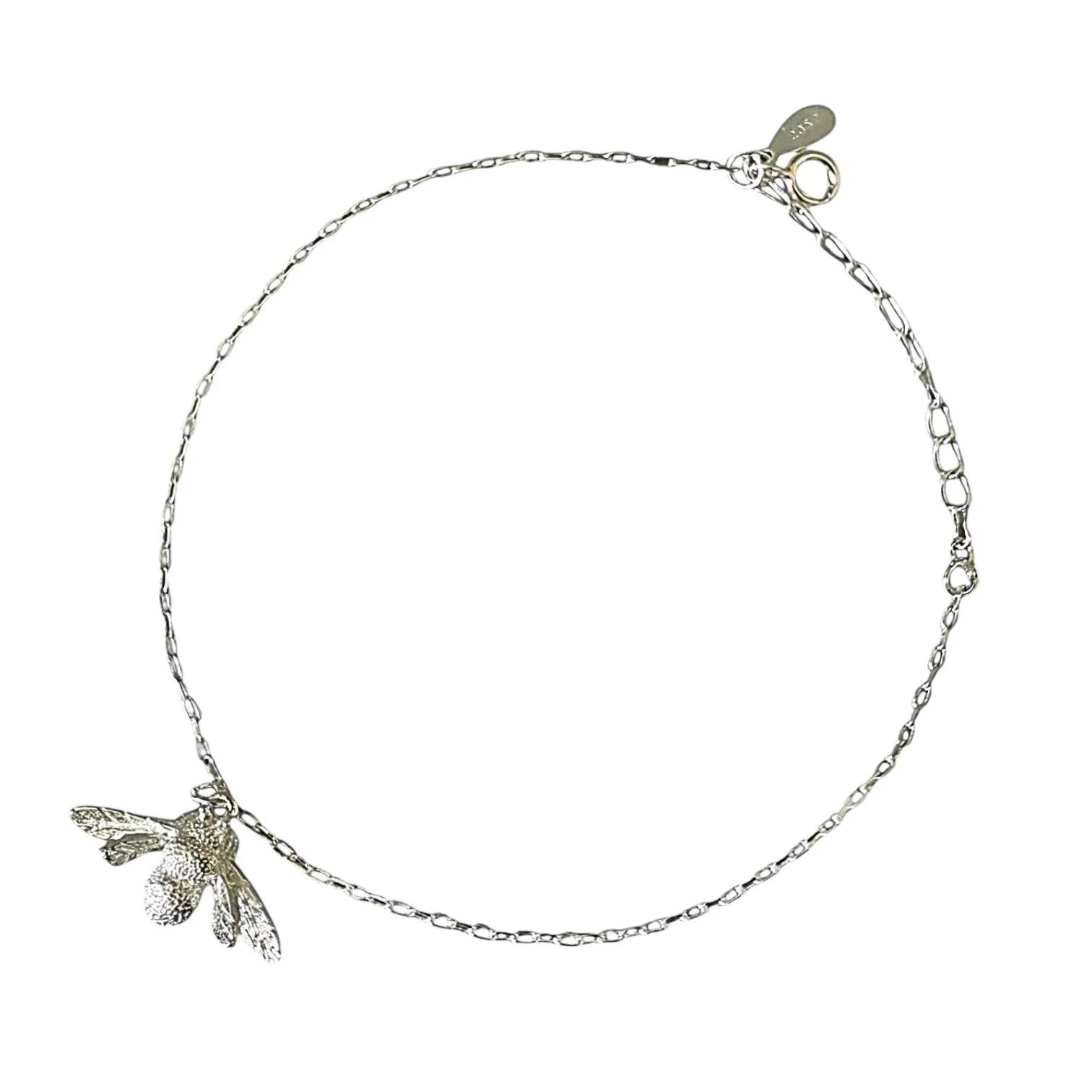 925 Sterling Silver Big Bee Charm Anklet