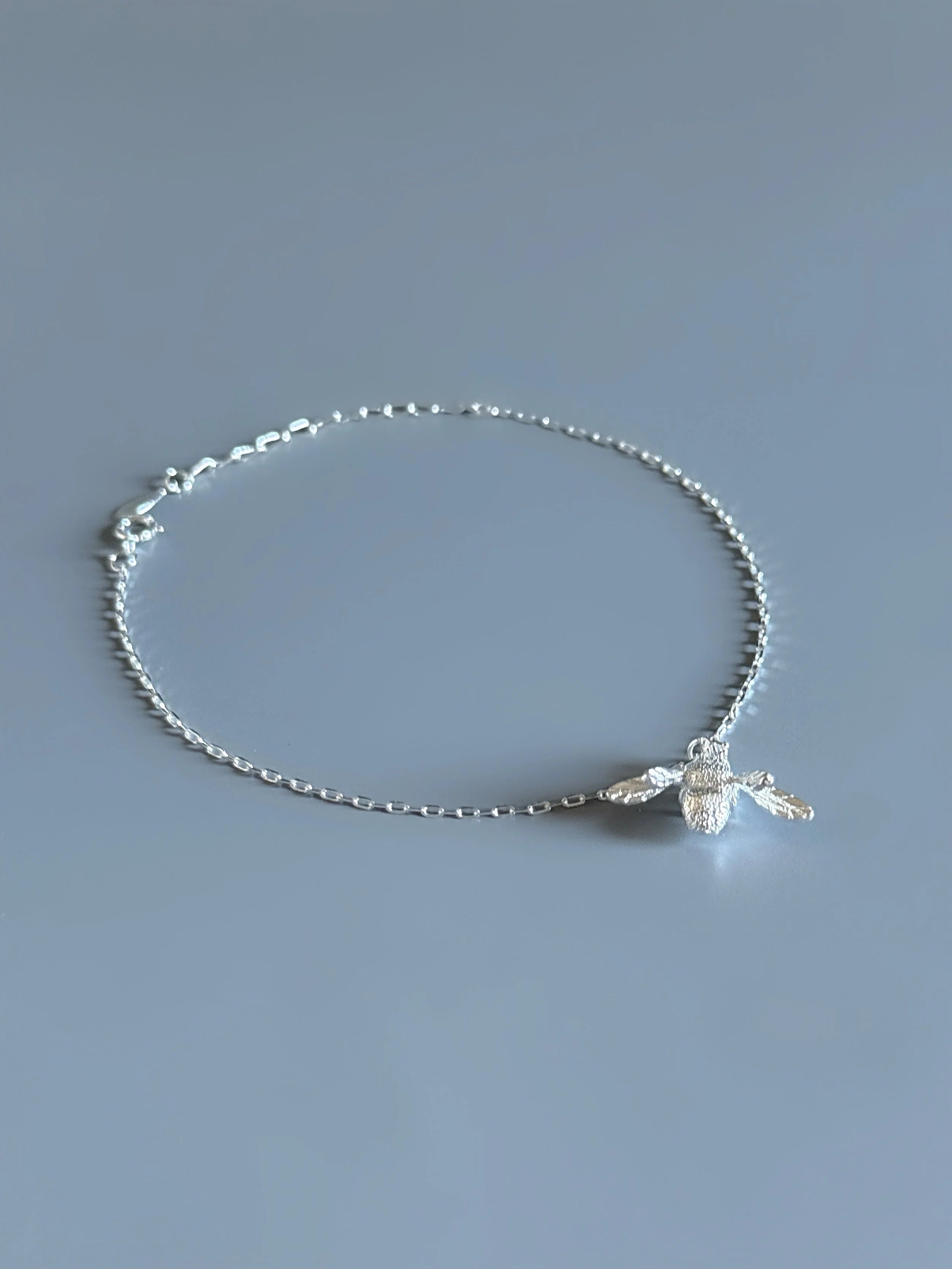 925 Sterling Silver Big Bee Charm Anklet