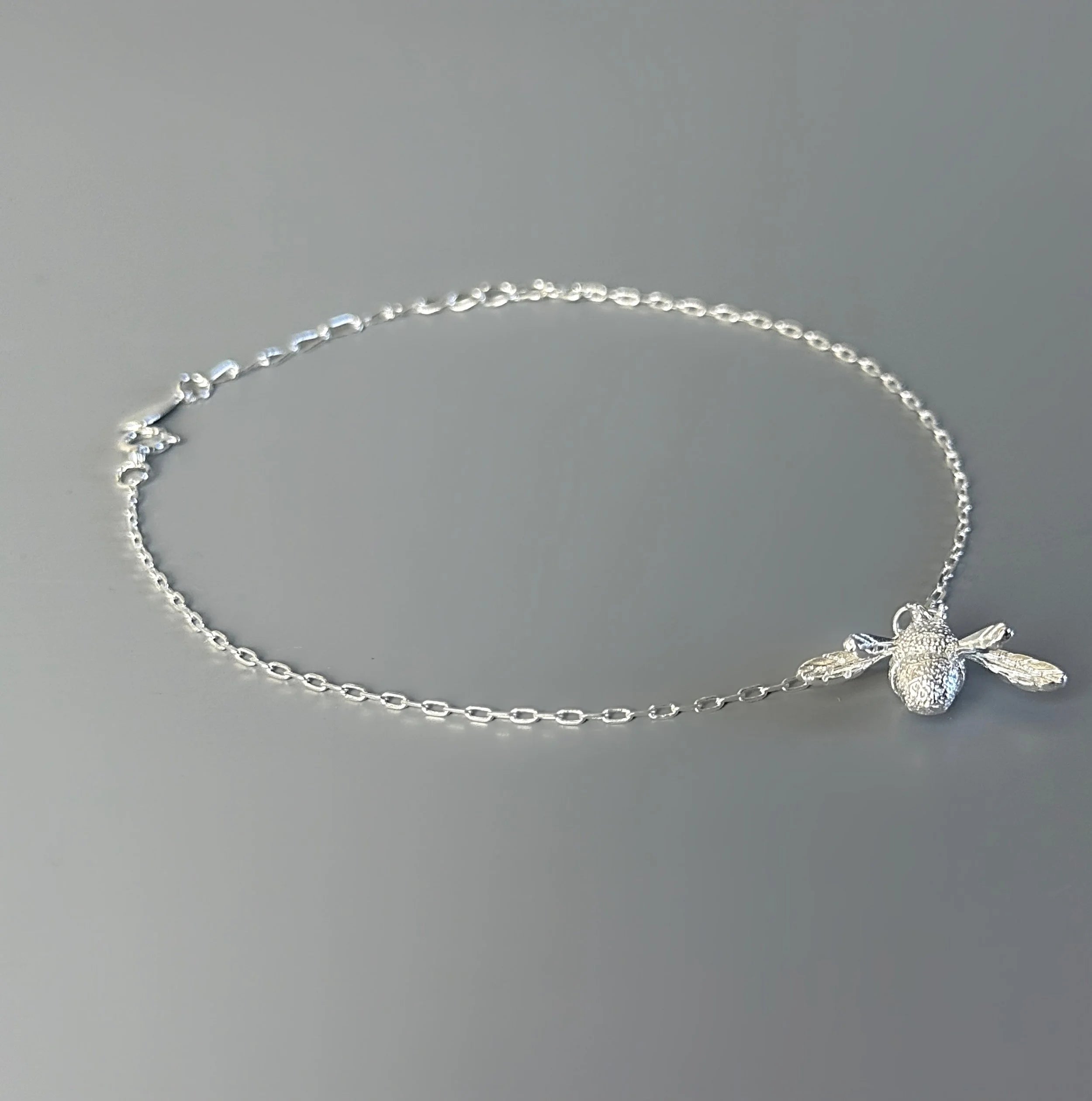925 Sterling Silver Big Bee Charm Anklet