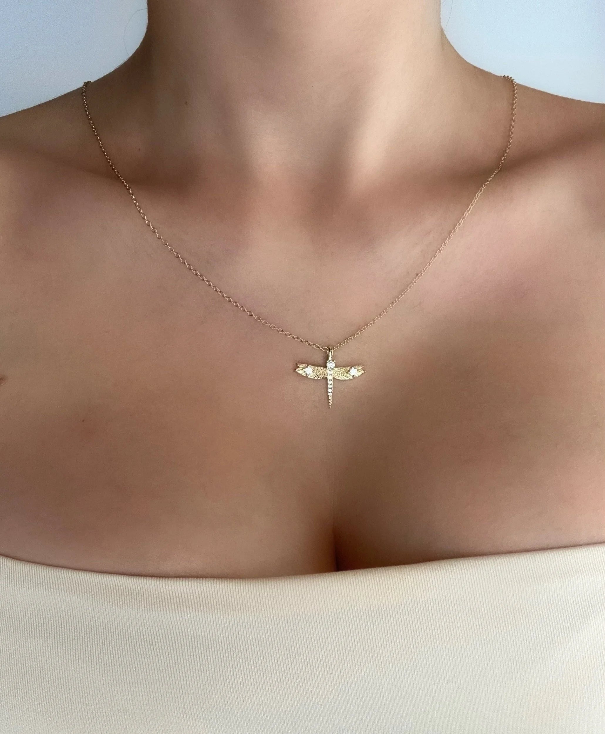 18K Gold Plated Elegant Dragonfly Necklace