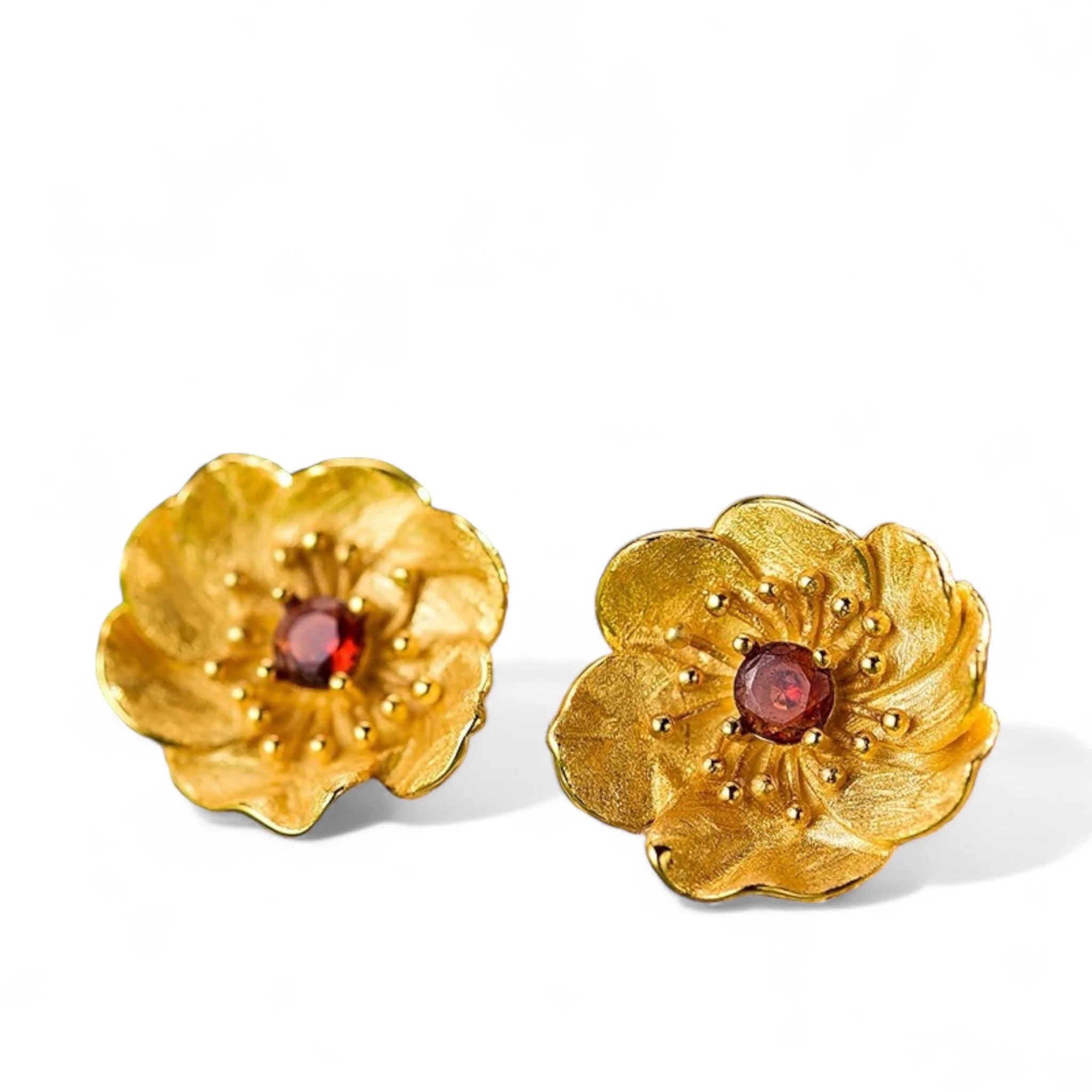 18K Gold Plated Flower Stud Earrings